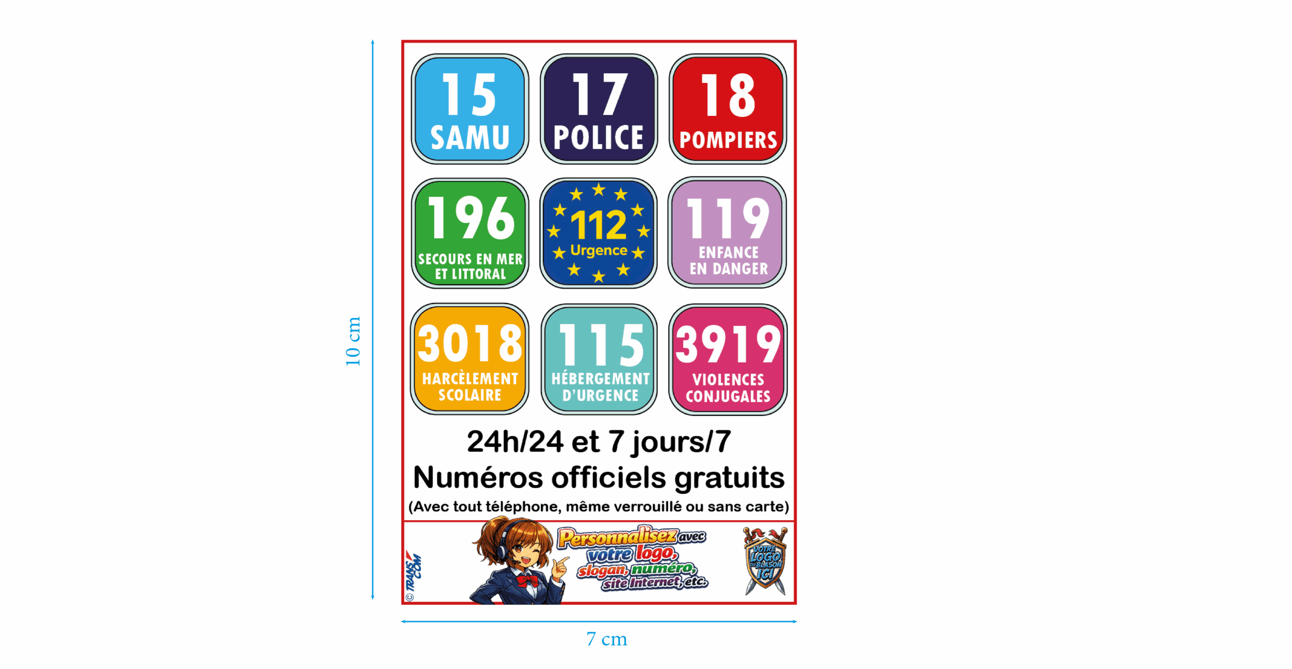 1 Les numéros qui sauvent 10 x 7 cm